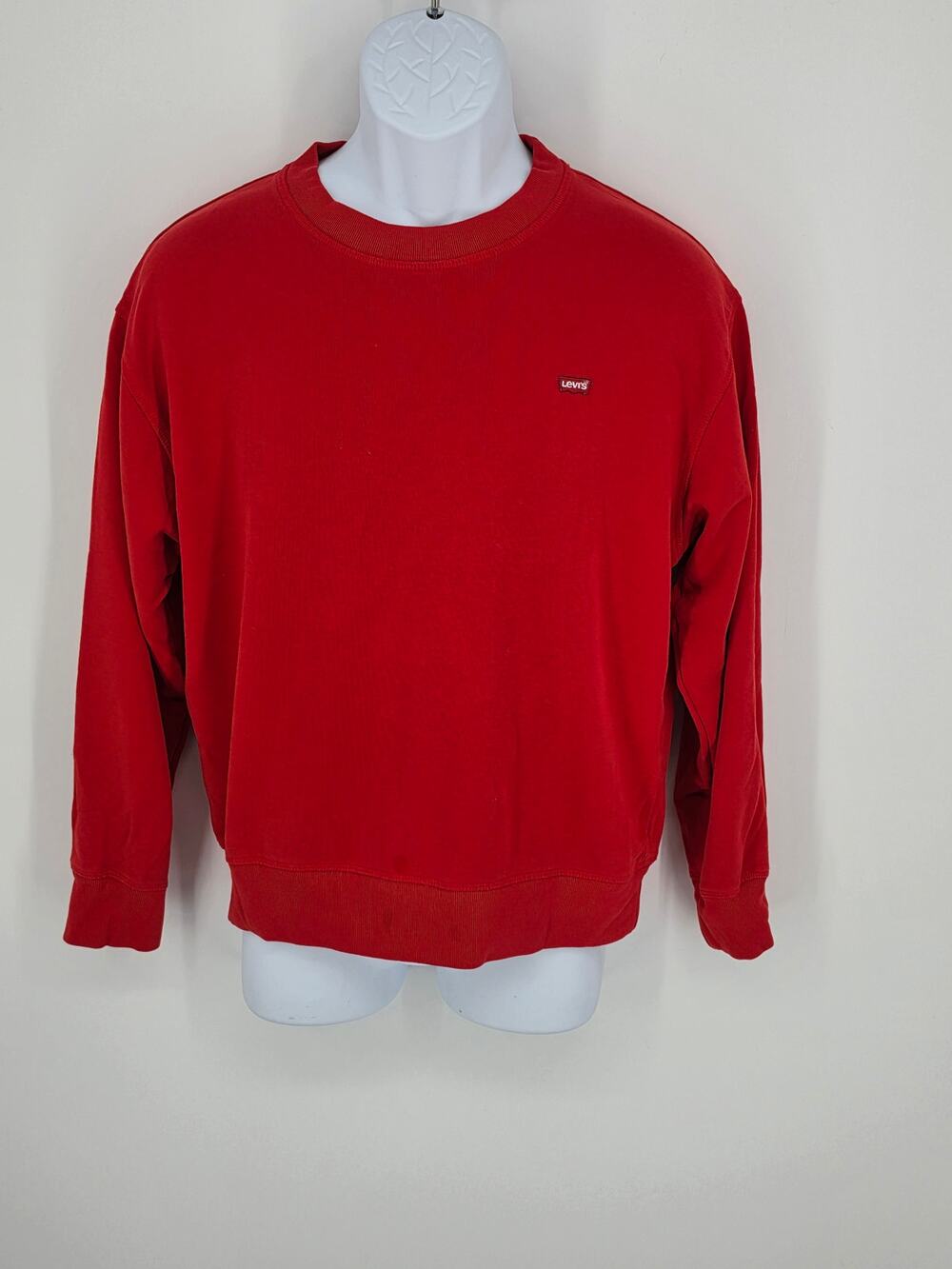 Levi's Sweatshirt Medium M Red Crewneck Small Batwing Logo Vintage Pullover